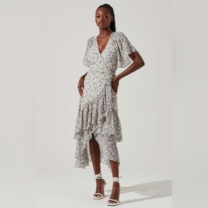 ASTR the Label Adella Floral Ruffle Midi Dress, Size XL